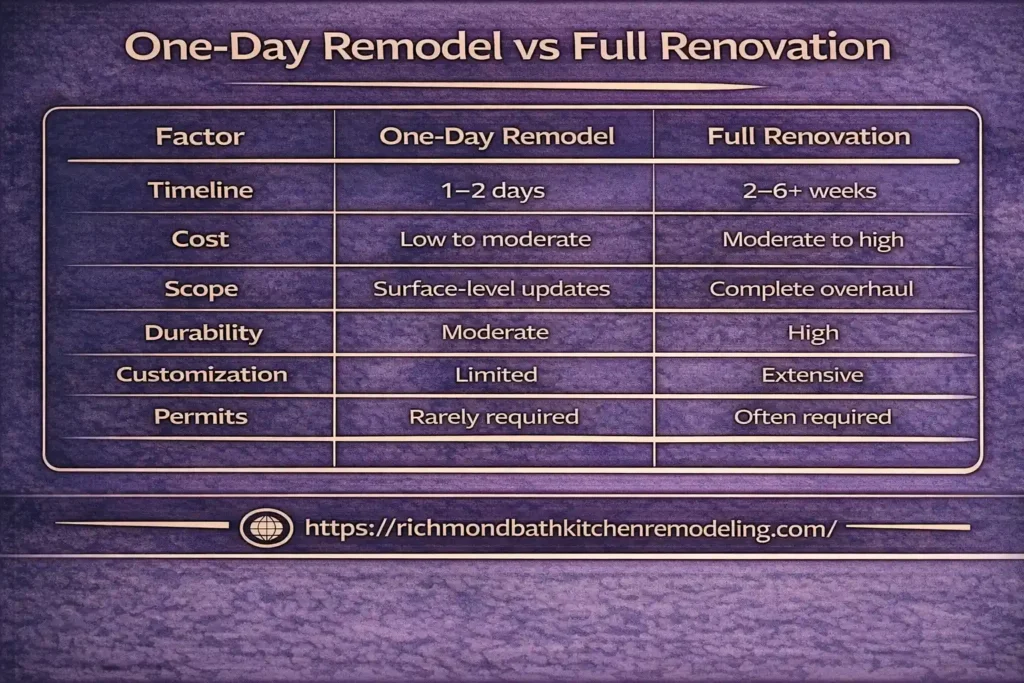 One-Day Bathroom Remodel vs Full Renovation: Is It Worth It?