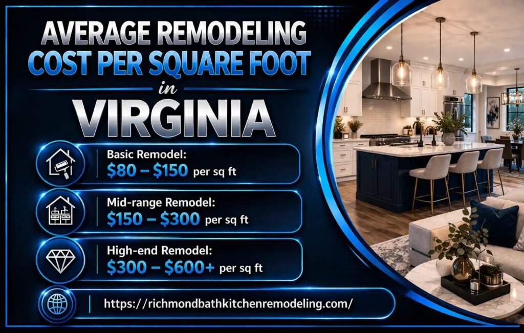 Remodeling Cost Per Square Foot in Virginia (Complete Guide – 2026)